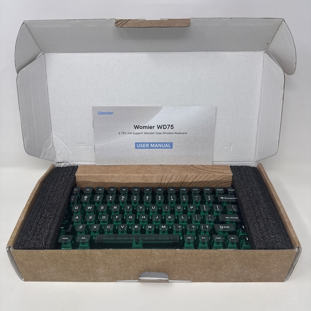 Womier 75% Keyboard with QMK/VIA, WD75 Wood Gaming Keyboard 8000mAh Battery, ...
